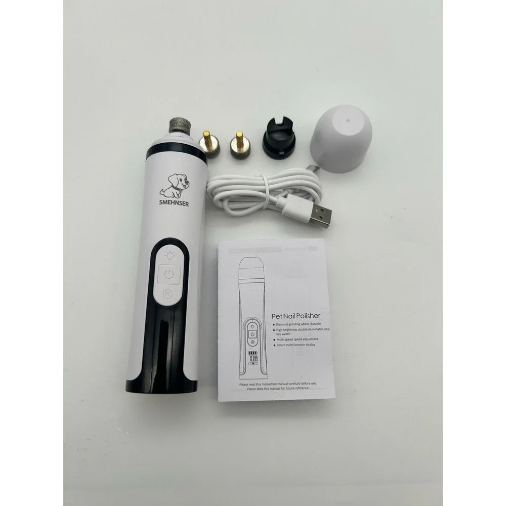 SMEHNSER Pet Nail Grinder Rechargeable Dog Cat Nail Trimmer USB Quiet Grooming